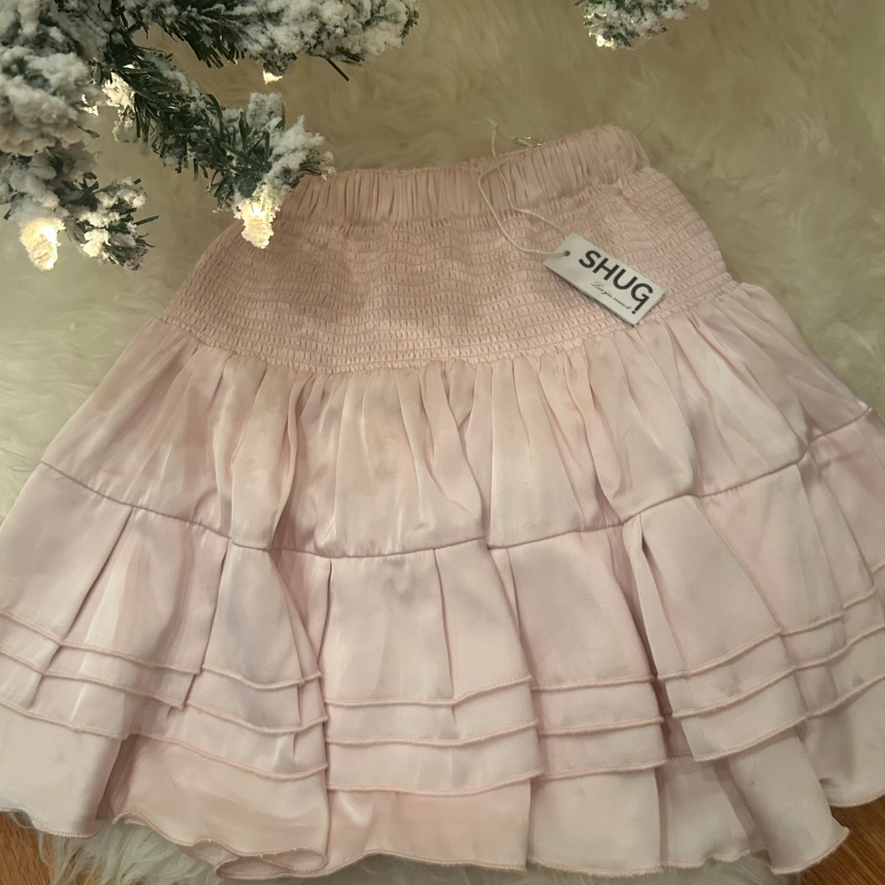 Light Pink SHUG Lala Ruffled Women's Skirt, Small